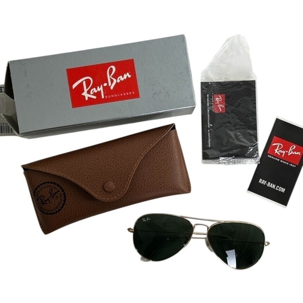 Ray-Ban Aviator Sunglasses RB3025 Gold Frame/ Green Lens 58-14mm NEW AUTHENTIC